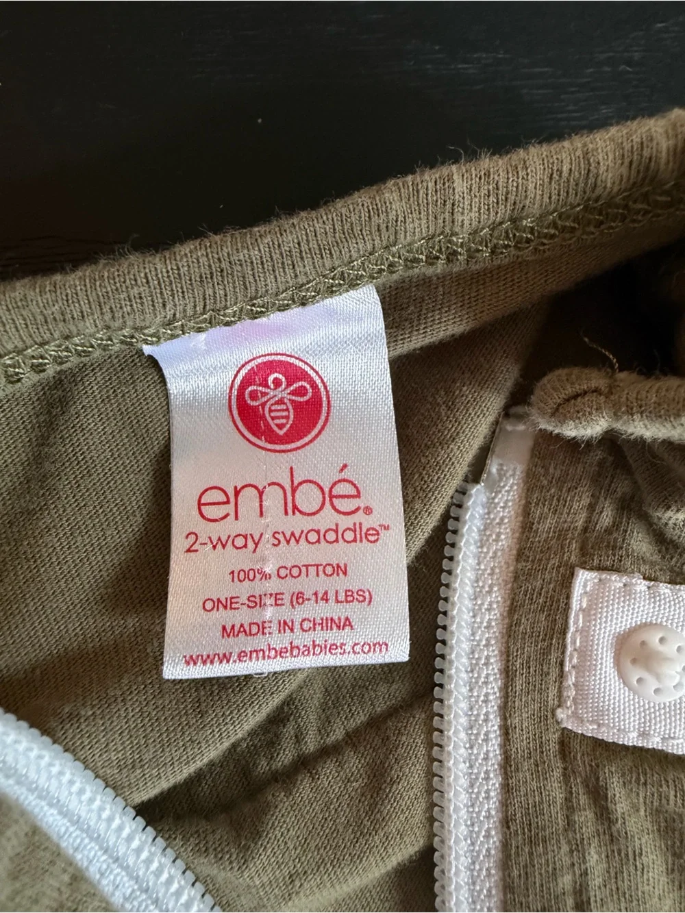Embé 2-Way Baby Swaddle Olive Green | One Size 6-14 lbs | 100% Cotton